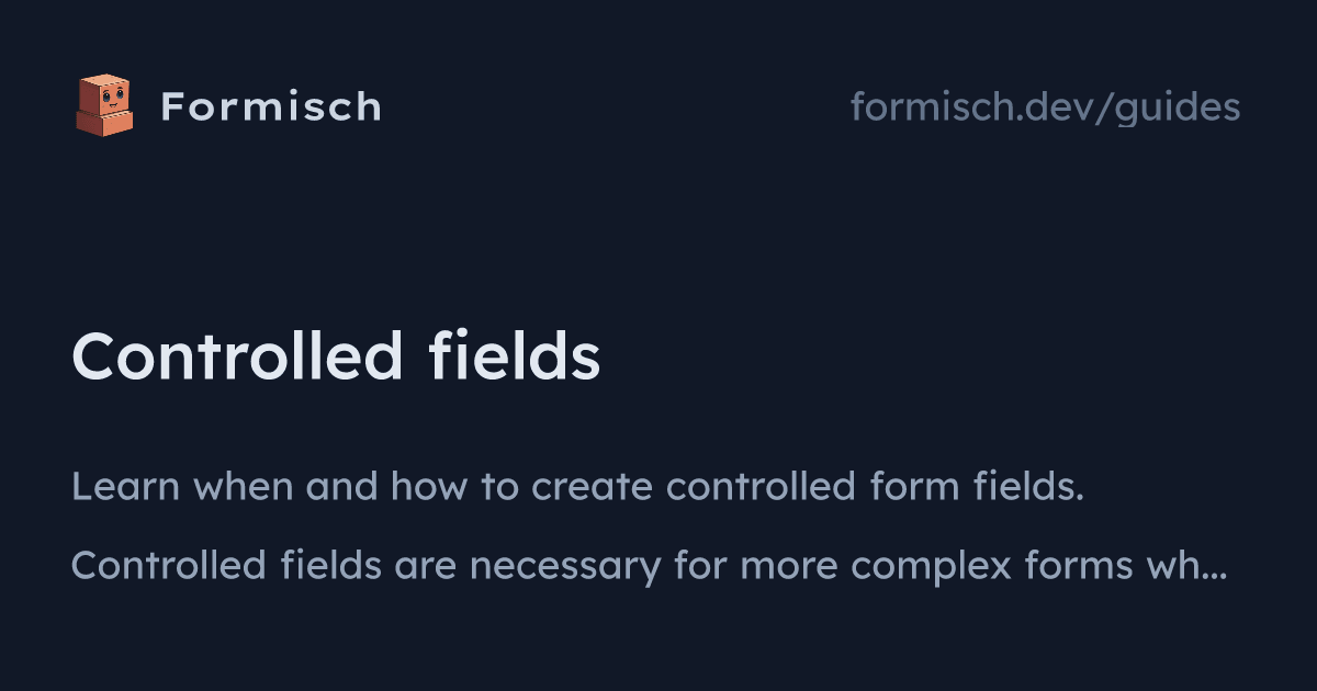 Guides: Controlled fields (SolidJS) | Formisch
